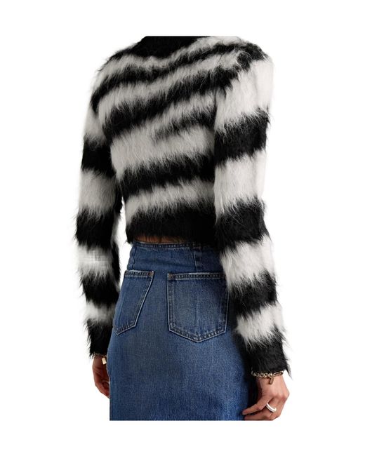 Monse Multicolor Cropped Zebra-Print Alpaca-Blend Sweater