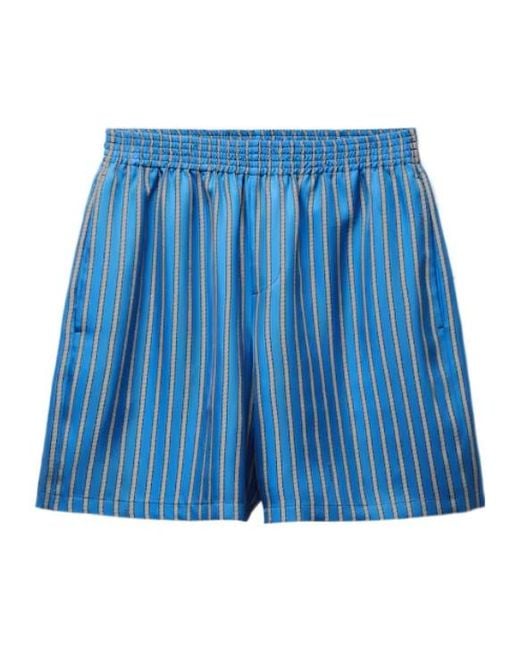 Versace Blue Striped Twill Shorts for men