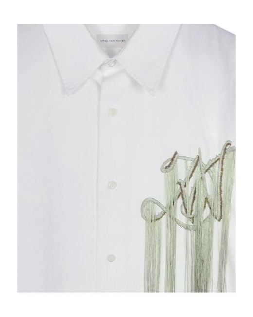 Dries Van Noten White Long-Sleeved Shirt for men