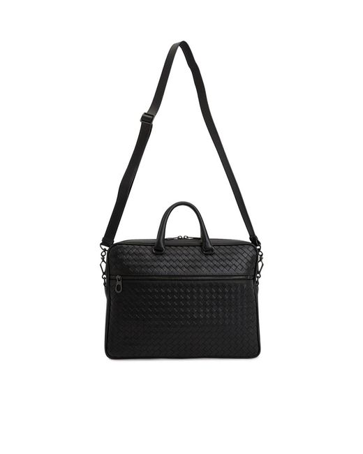 Bottega Veneta Black Intreciato Hand-Knitted Shoulder Bag for men