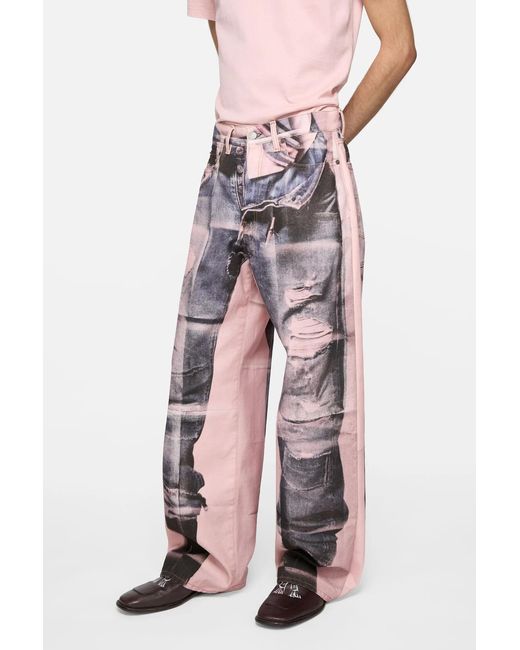Acne Pink Trompe-L'Œil Jeans for men