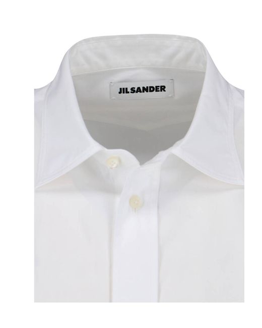 Jil Sander White Button-Up Long-Sleeved Shirt for men