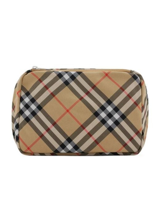 Burberry Metallic Checked Zip-Around Travel Pouch for men