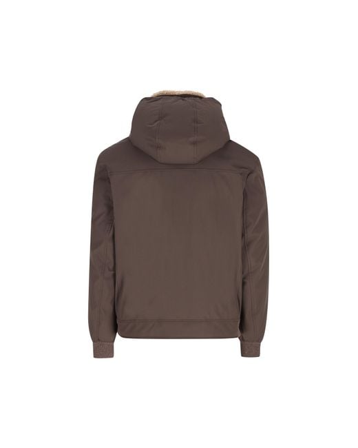 Brunello Cucinelli Brown Shearling Collar Down Jacket for men