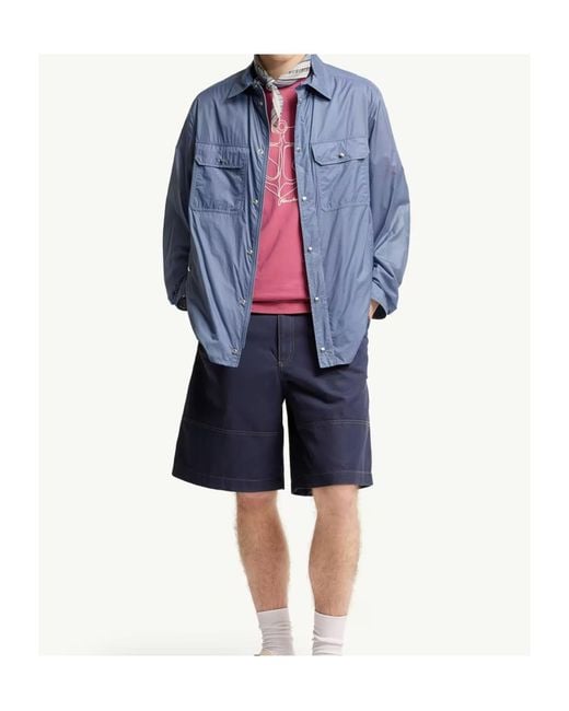 Moncler Blue Contrast-Stitch Denim Shorts for men