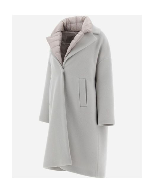 Herno Gray Layered Long-Sleeved Quilted Coat