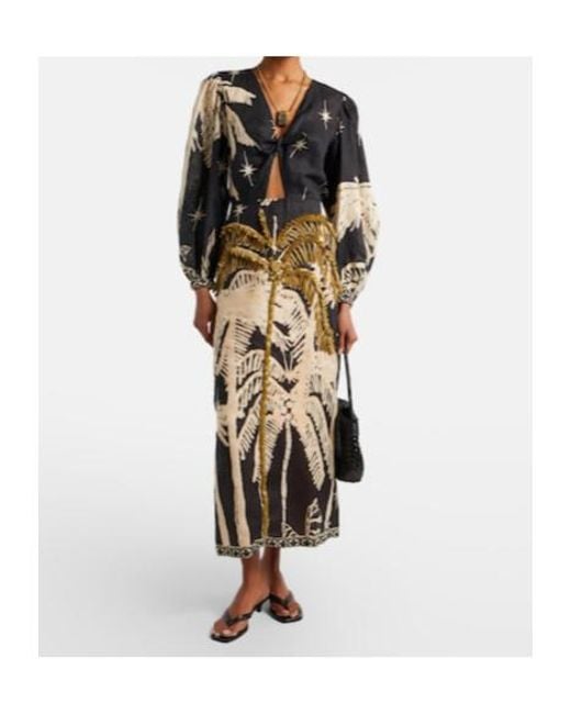 Johanna Ortiz Black Linen Maxi Dress