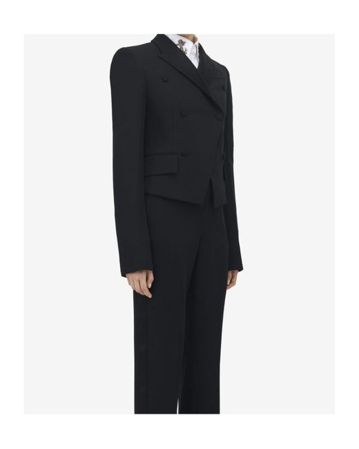 Alexander McQueen Black Wool-Blend Double-Breasted Blazer