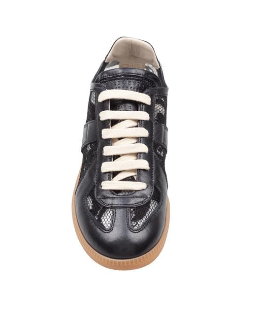 Maison Margiela Black Replica Lace-Up Sneakers