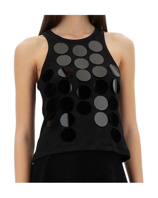 MSGM Black Chainmail-Effect Sleeveless Tank Top