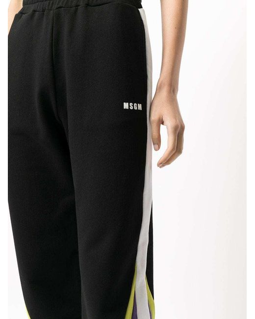 MSGM Black Colour-Block Track Pants