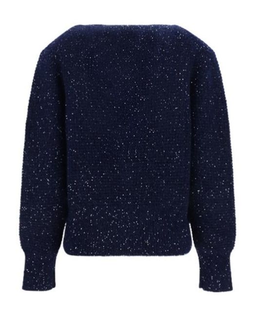 Fabiana Filippi Blue Sequin-Embellished V-Neck Cardigan