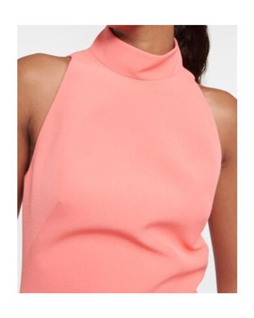 Safiyaa Pink Latana Feather-Trimmed Crepe Mini Dress