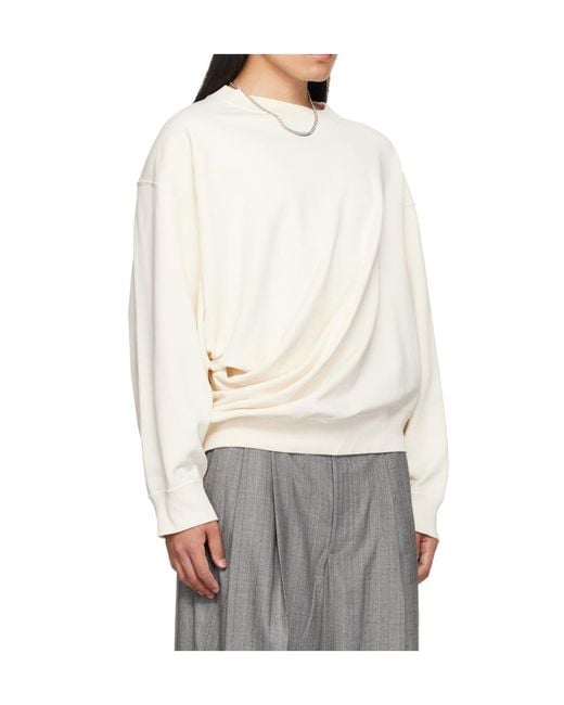 Hed Mayner White Asymmetric Pullover for men