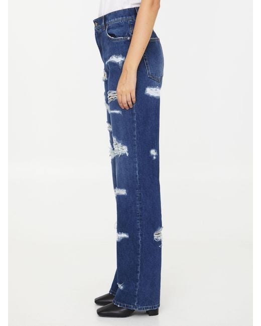 Dolce & Gabbana Blue Distressed Wide-Leg Jeans