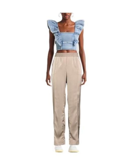 MAX&Co. Natural High-Waisted Straight-Leg Long Pants