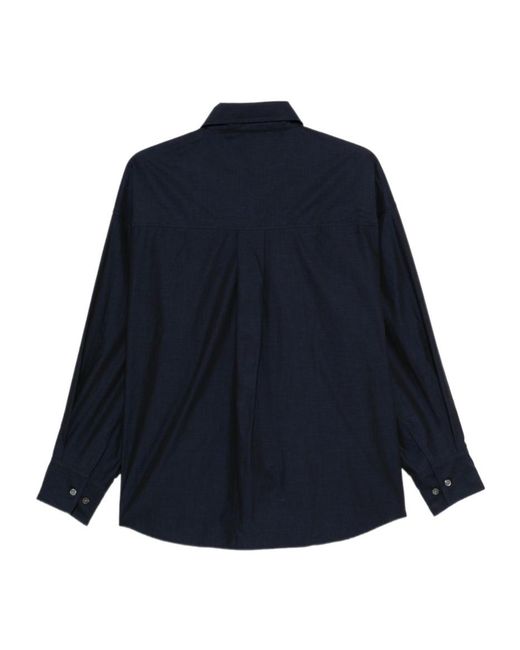 Closed Blue Flared Long Sleeve Shirt
