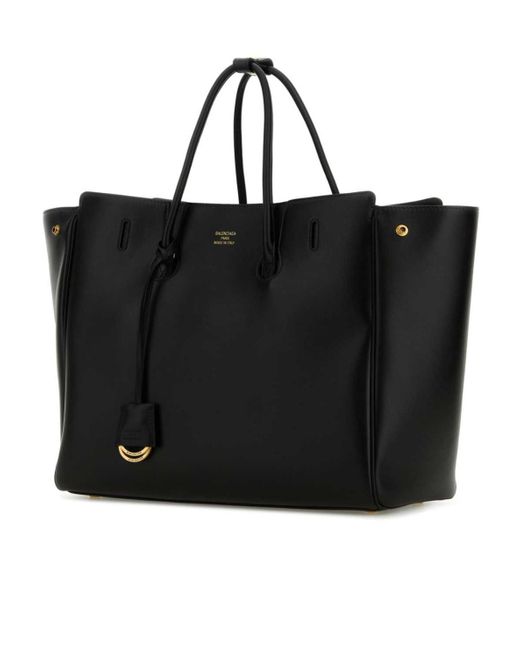 Balenciaga Black Hampton Logo Printed Tote Bag