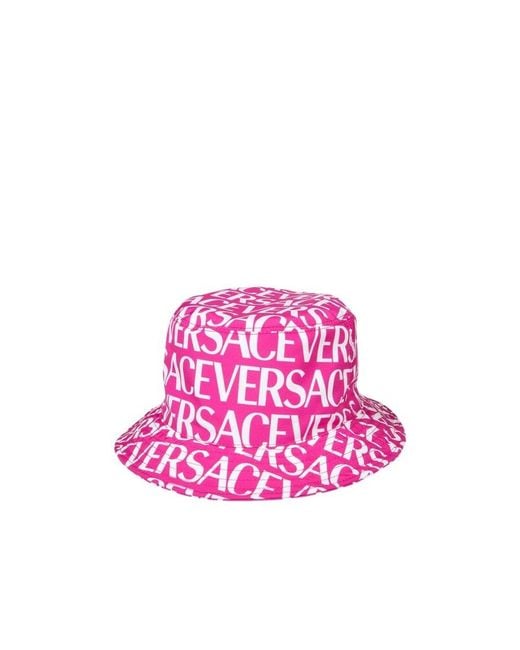 Versace Pink Logo-Print Bucket Hat