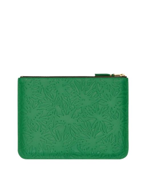 Comme des Garçons Green Comme Des Garçons Wallet All-Over Embossed Zipped Wallet for men