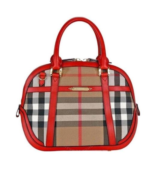 Burberry Red Checked Handbag
