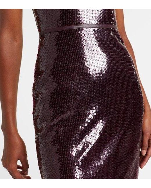 David Koma Purple Embellished Gathered Gown