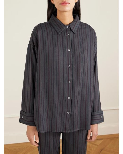 The Elder Statesman Blue Striped Wool And Cashmere Blend Twill Shirt