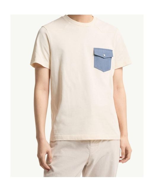 Moncler White Contrast Chest Pocket T-Shirt for men
