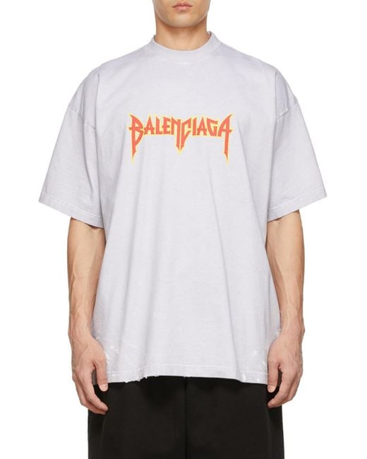 Balenciaga White Oversized Metal Logo T-Shirt for men
