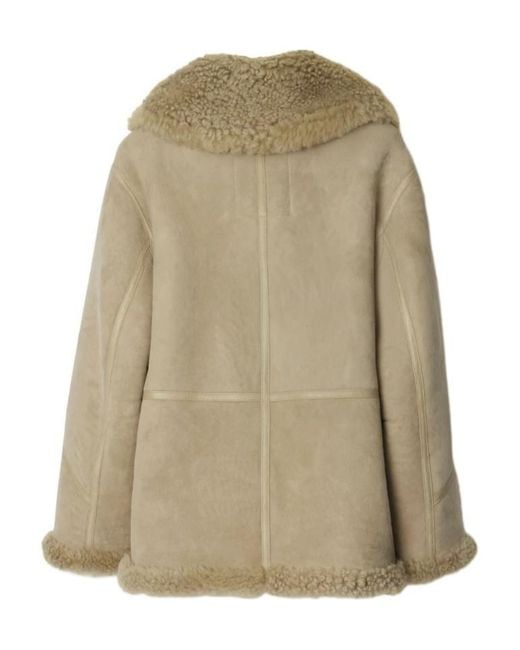 Burberry Natural Shearling Zip-Up Jacket