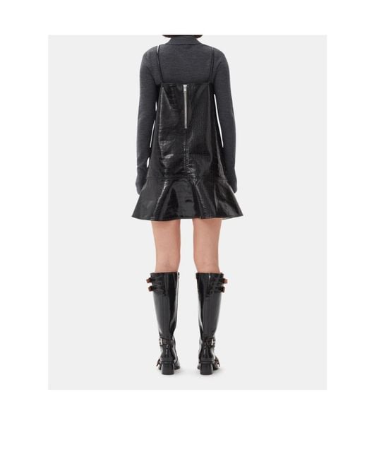 Ganni Black Future Coated Mini Dress