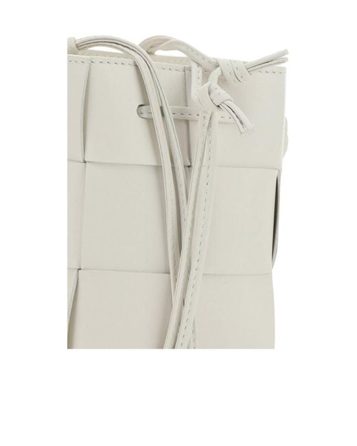 Bottega Veneta White Mini Cassette Bucket Bag