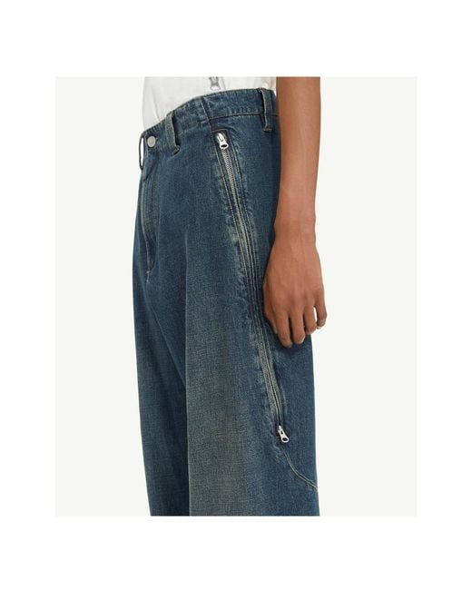 MM6 by Maison Margiela Blue Zip-Detailed Wide-Leg Jeans for men