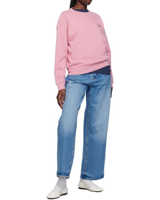 Maison Kitsuné Pink Maison Kitsuné Bold Fox Head Patch Crewneck Sweatshirt