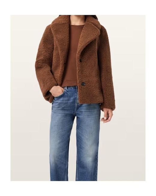 AllSaints Brown Eddie Faux Shearling Jacket
