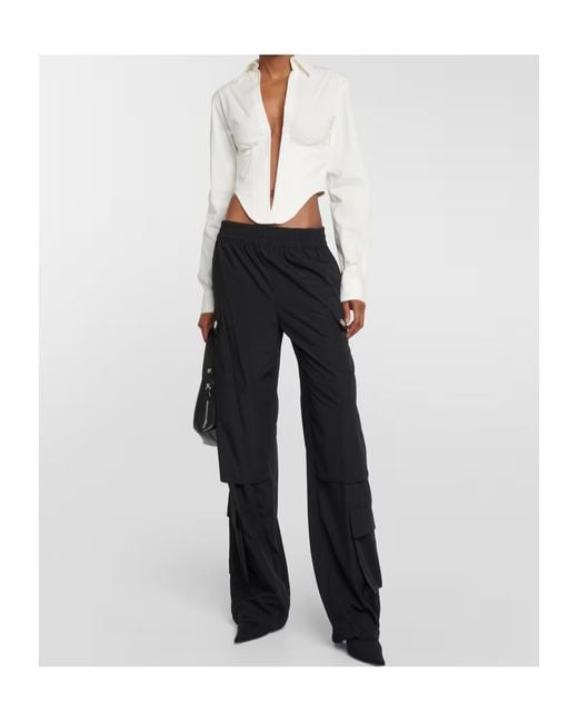 Dion Lee White V-Neck Zip-Up Hoodie