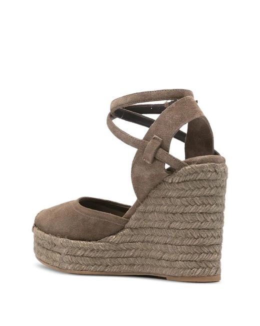 Brunello Cucinelli Gray Exquisite Lace-Up Wedge Espadrilles