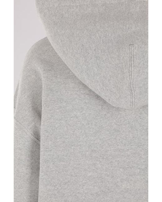 Jil Sander Gray Logo Patch Drawstring Hoodie