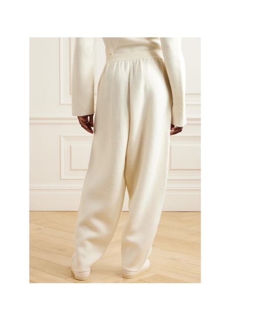 The Row White Ednah Wool Tapered Casual Pants