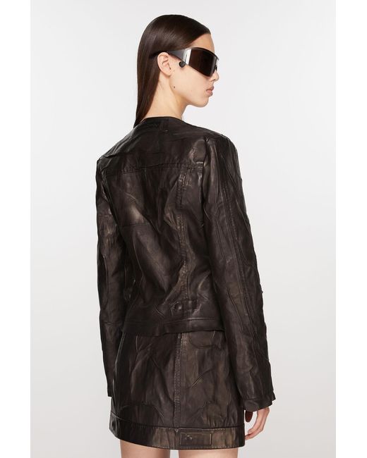 Acne Brown Crinkled Leather Jacket