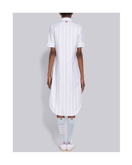 Thom Browne White Striped Poplin Shirtdress