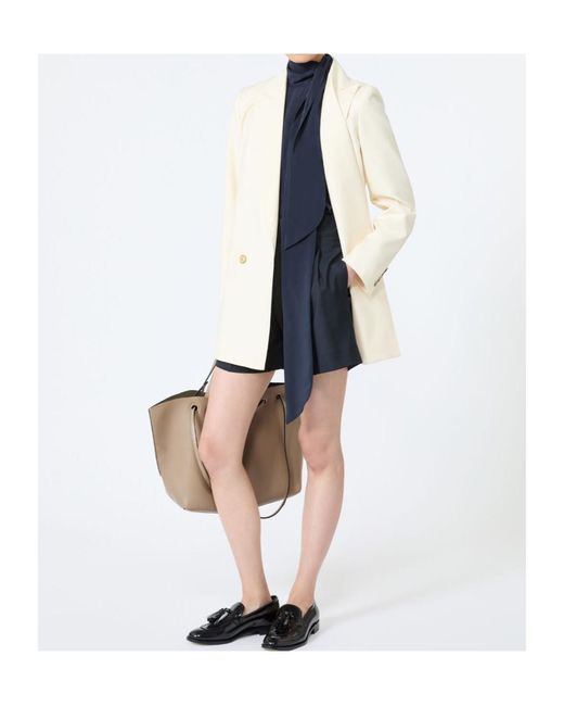 Max Mara Blue Pleated Silk Top