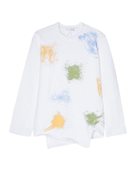 Comme des Garçons White Printed Asymmetric Blouse for men