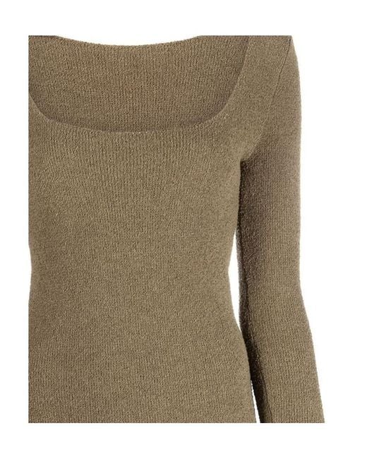 Nanushka Green Leah Square-Neck Slim-Cut Knitted Dress