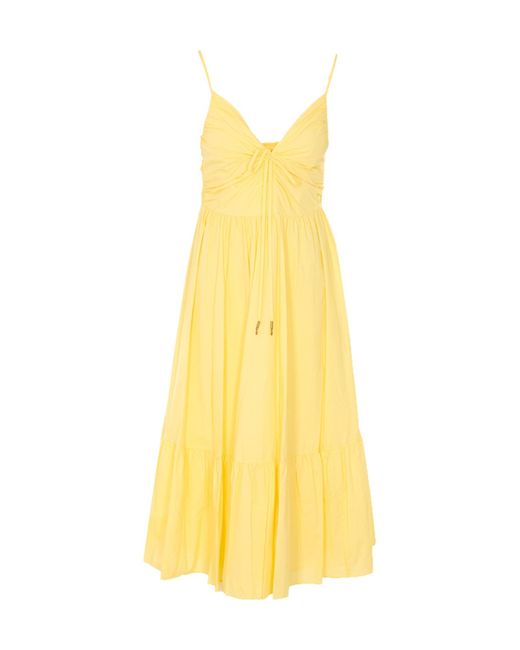 MICHAEL Michael Kors Yellow Ruched Midi Dress