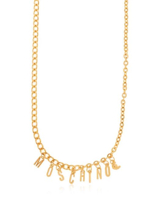 Moschino White Logo Detailed Necklace