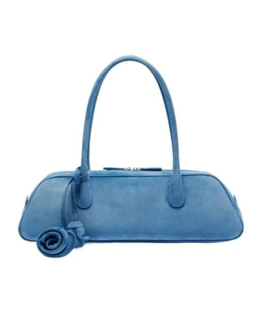 Magda Butrym Blue Brigitte Trapeze Suede Shoulder Bag