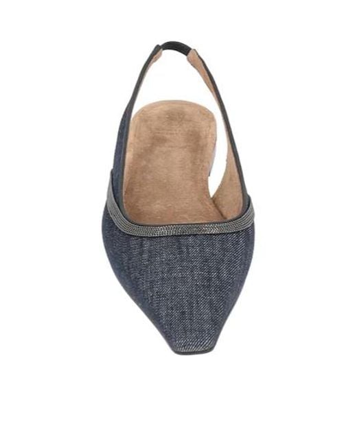 Brunello Cucinelli Blue Denimpaneled Ballet Flats