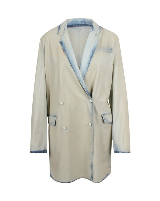 DIESEL Gray Double-Breasted Coat