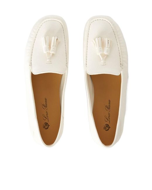 Loro Piana White Tassel-Detailed Round Toe Loafers
